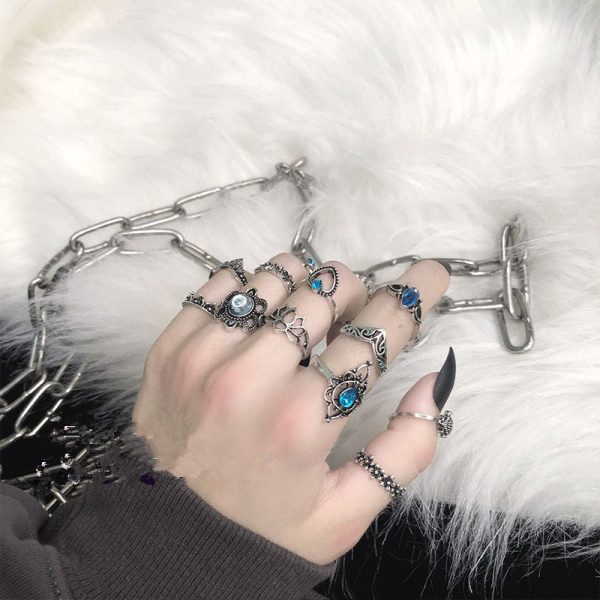 Women Hallowee Dark Ring 13 Piece Set